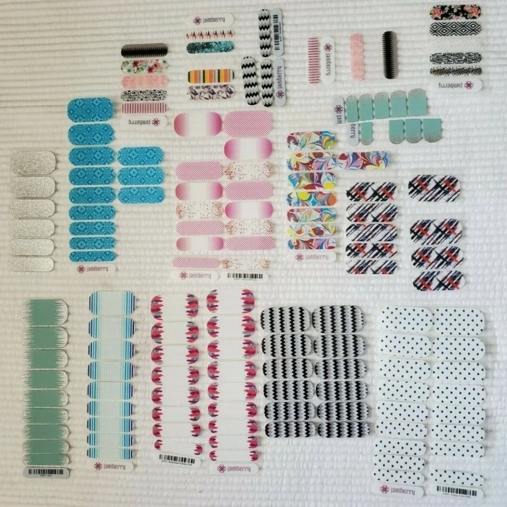 Lot Of Leftover Jamberry Nails Stickers Incomplete Sheets Heat Required